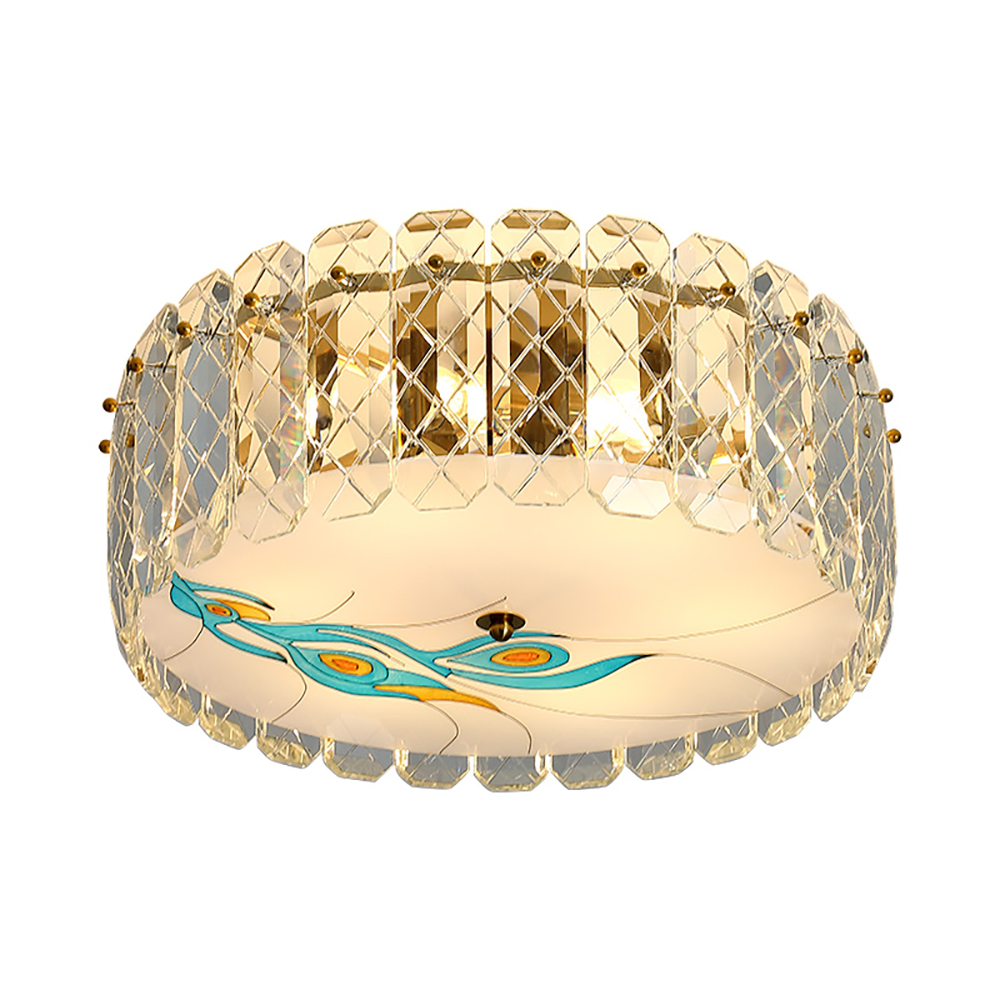 

Postmodern 6-Light Round Crystal Enamel Flush Mount Light
