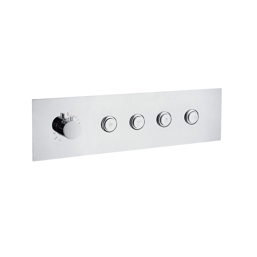 

Modern 4-Function Shower Diverter Valve Push Buttons Thermostatic Trim