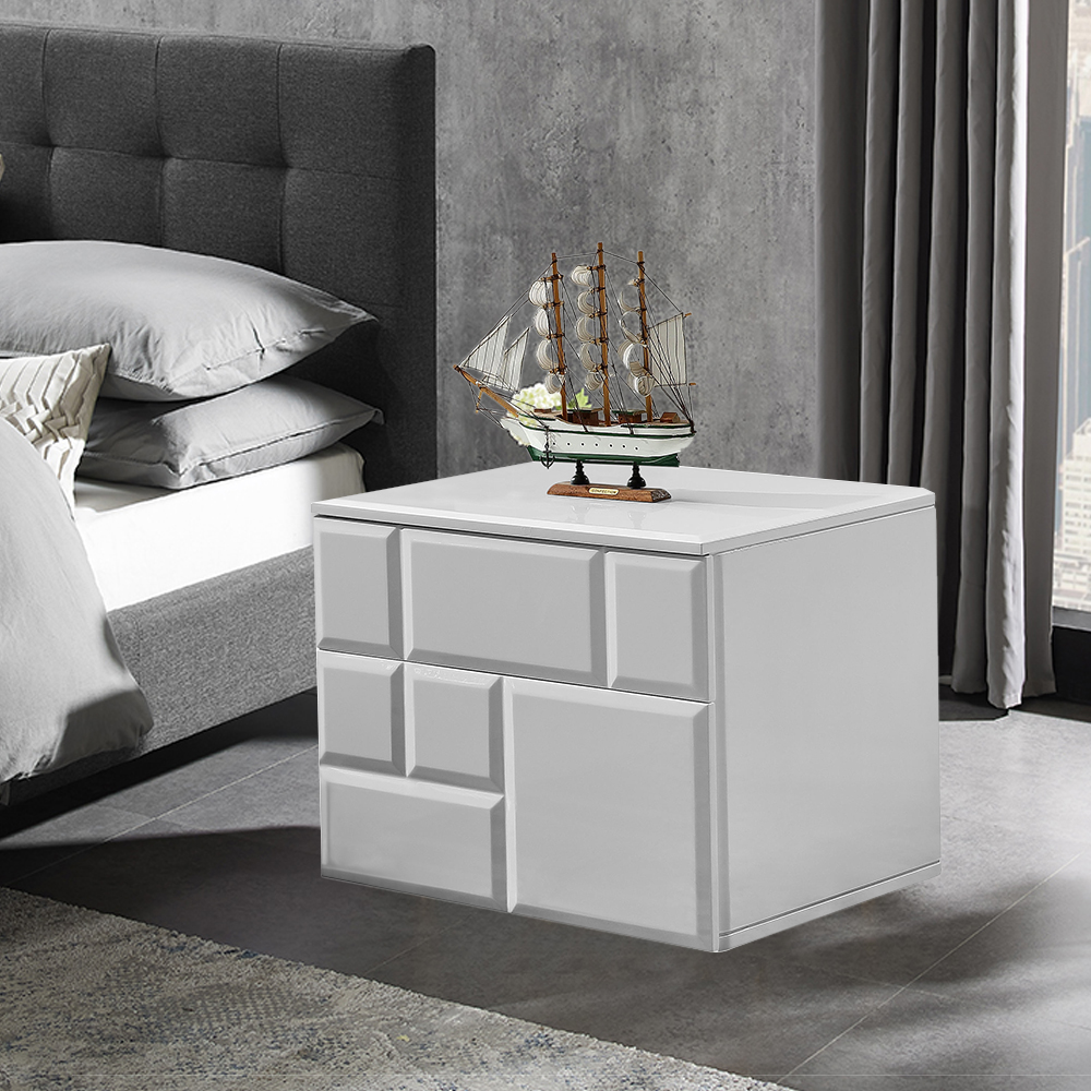 Modern brick pattern nightstand with storage bedside table