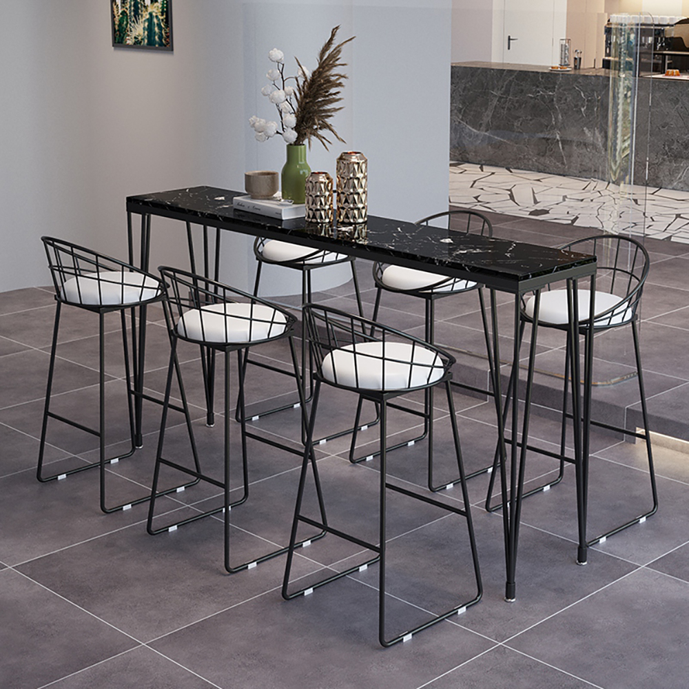 

78.7" Modern Home Bar Set with Metal Base 6 Bar Stools Included