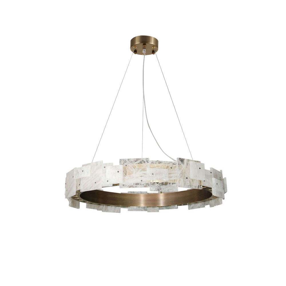

Modern Brass Circle LED Chandelier with Cloud Pattern lampshade
