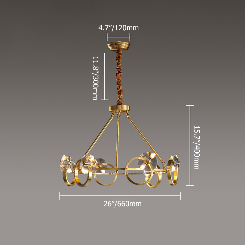 

Postmodern 12-Light Gold Ring Crystal Chandelier with Adjustable Chain