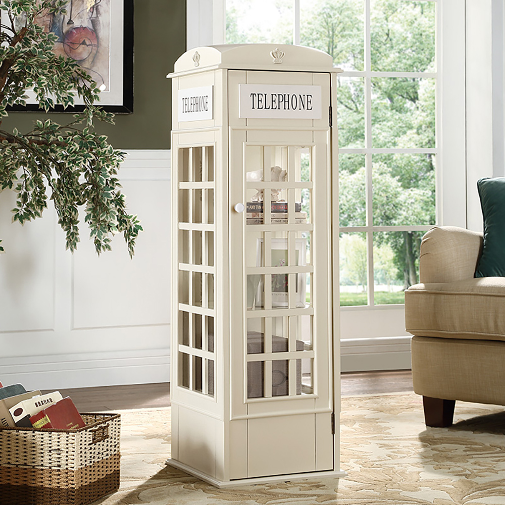 

Phone Booth-Shaped Retro Kid's Bookcase England Style, Milky white