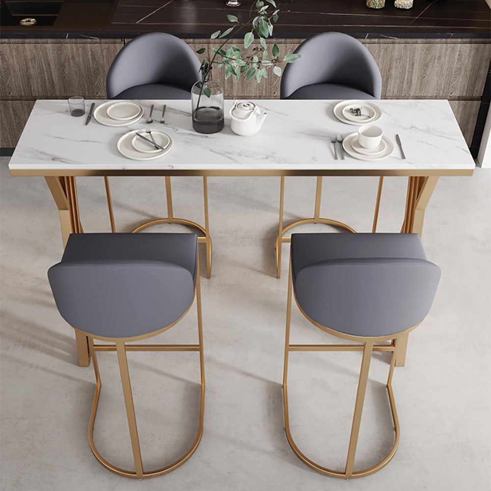 

63" Contemporary Straight Bar Table Set of 5 with 4 Uphostered Chairs