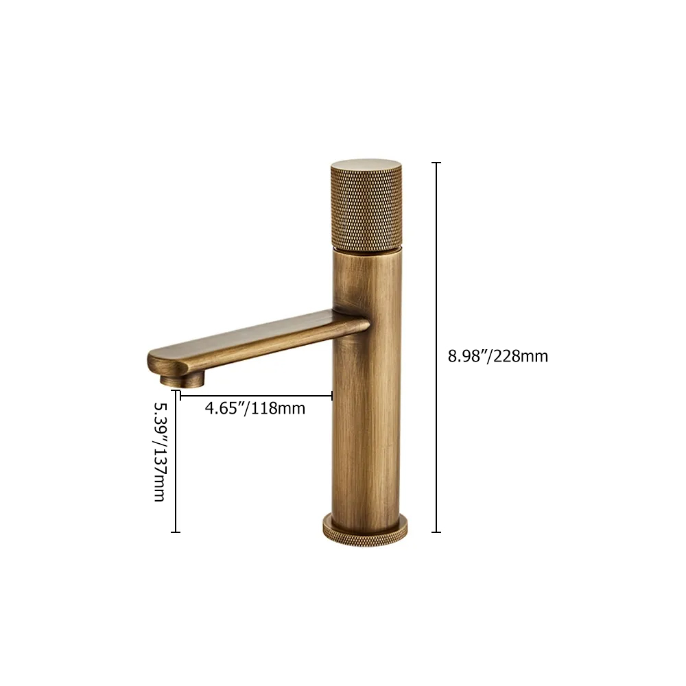 Monobloc Antique Brass Bathroom Basin Tap Single Knob Solid Brass