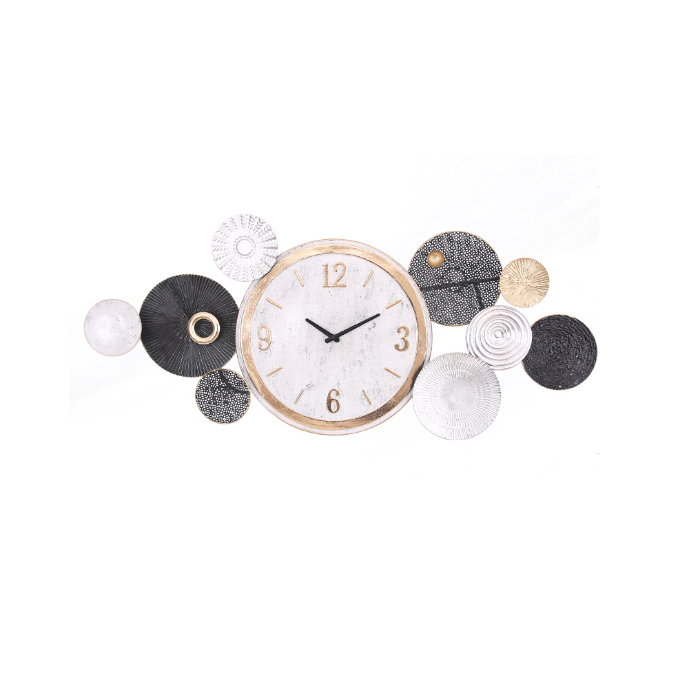 Retro Mute Metal Wall Clock with Distressed Multiple Round Shape