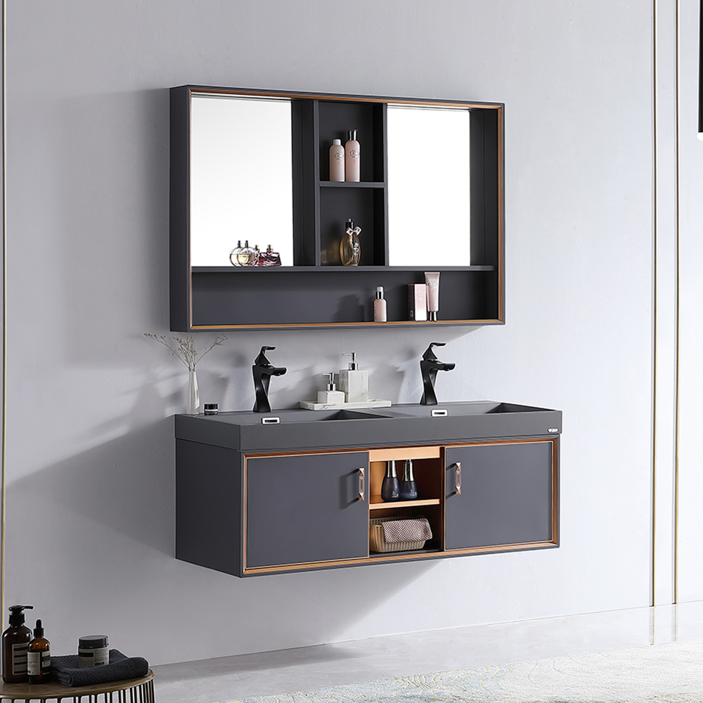 

47" Floating Bathroom Vanity Set with Double Sinks & Medicine Cabinet