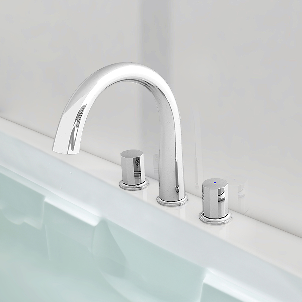 

Chrome Bathtub Faucet Solid Brass Double Knobs