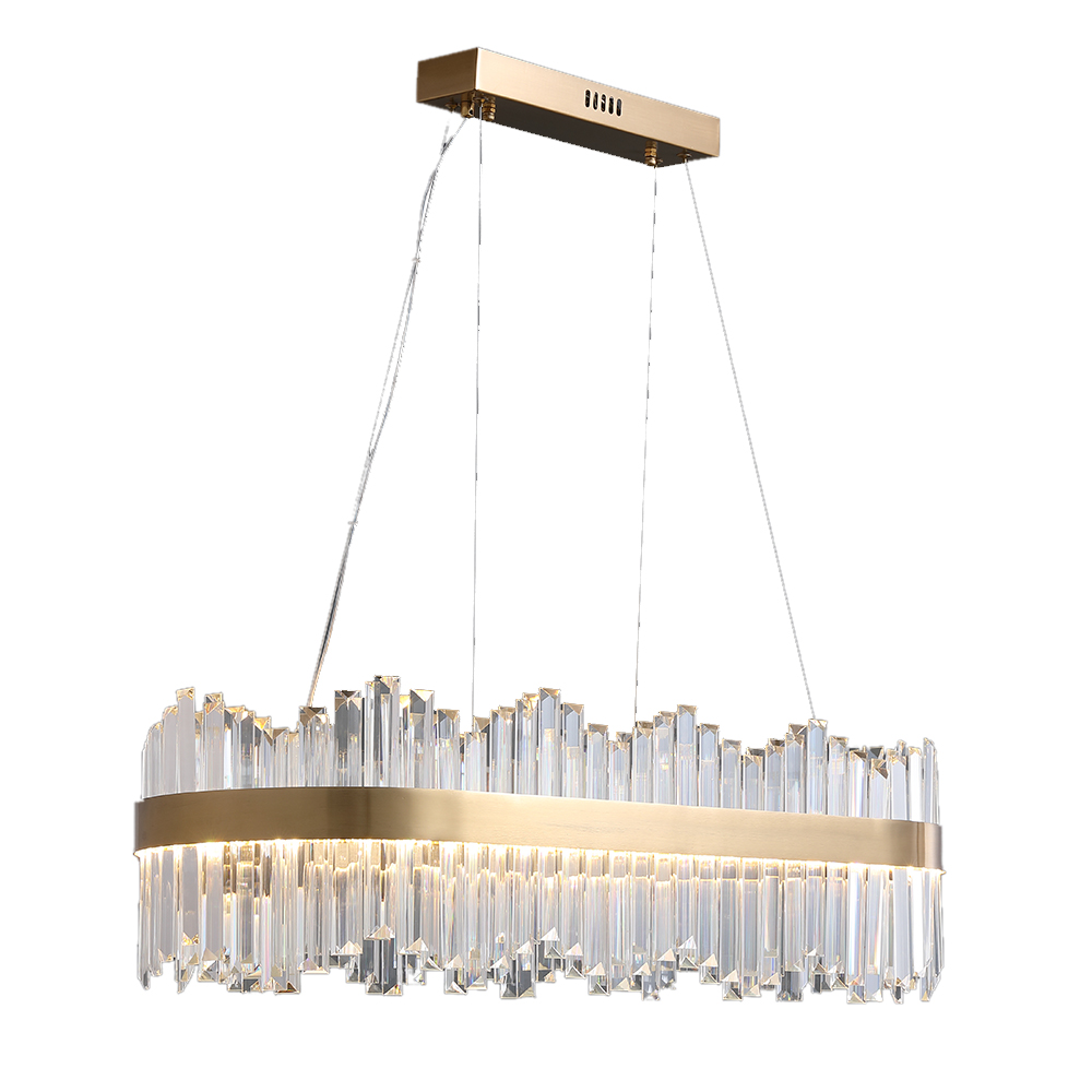 Modern Oval LED Crystal Kitchen Island Light Brass with Tubes Shaped