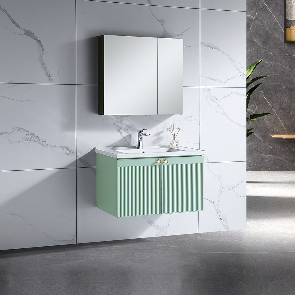

31" Wall Mounted Bathroom Vanity in Green with Medicine Cabinet