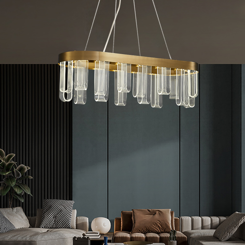 

Contemporary Oval Glass LED Kitchen Island Light with Warm Light