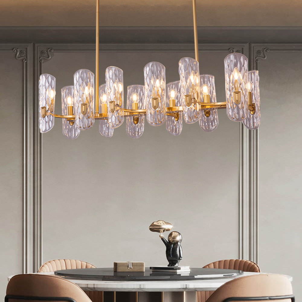 

Postmodern Kitchen Island Light with Water Ripple Glass Shade