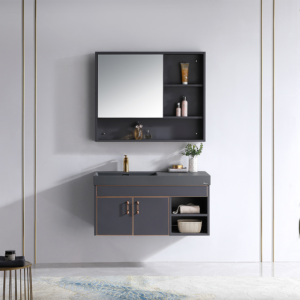 

39” Floating Bathroom Vanity Set Medicine Cabinet & Integral Sink Included