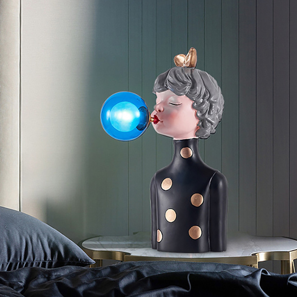 

Creative Blue Table Lamp in Resin and Glass with Barbie Model