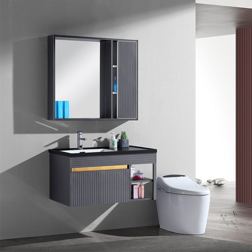 

35" Floating Bathroom Vanity Set in Gray Medicine Cabinet Included