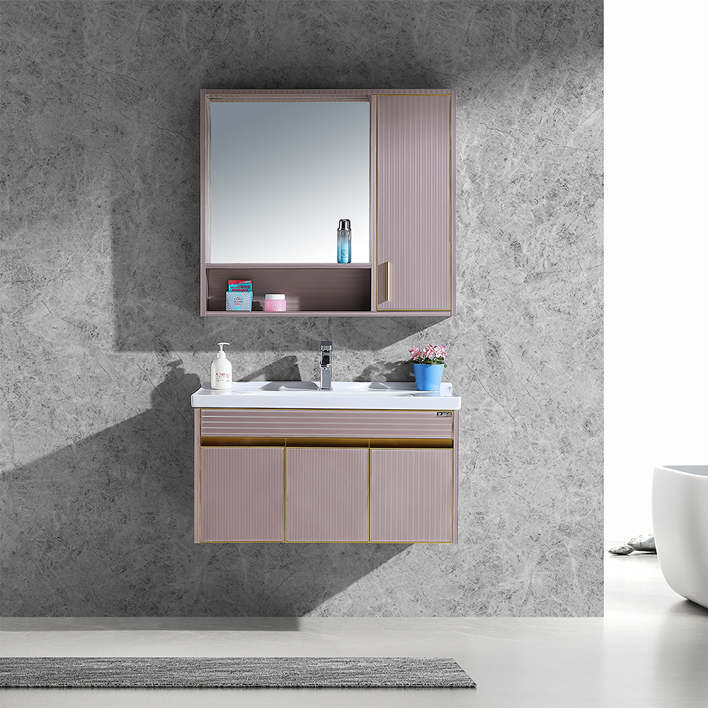 

39" Purple Floating Bathroom Vanity Set with Medicine Cabinet & Ceramic Sink