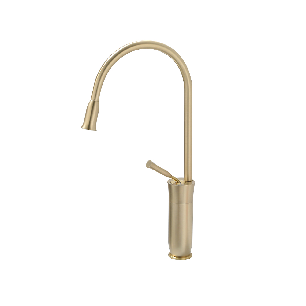 Monobloc Bathroom Countertop Basin Tap Solid Brass in Brushed Gold