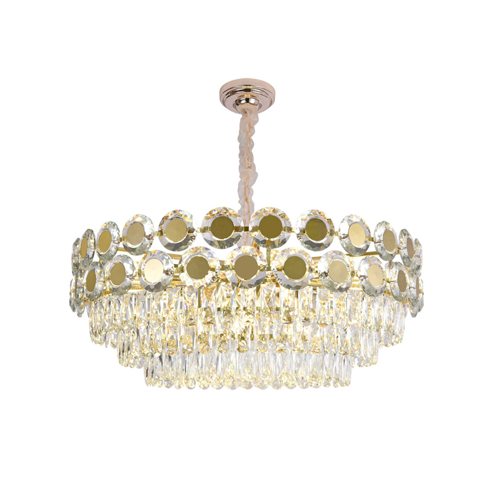 Round Tiered Crystal Chandelier with 21-Light in Light Luxury & Chic Style