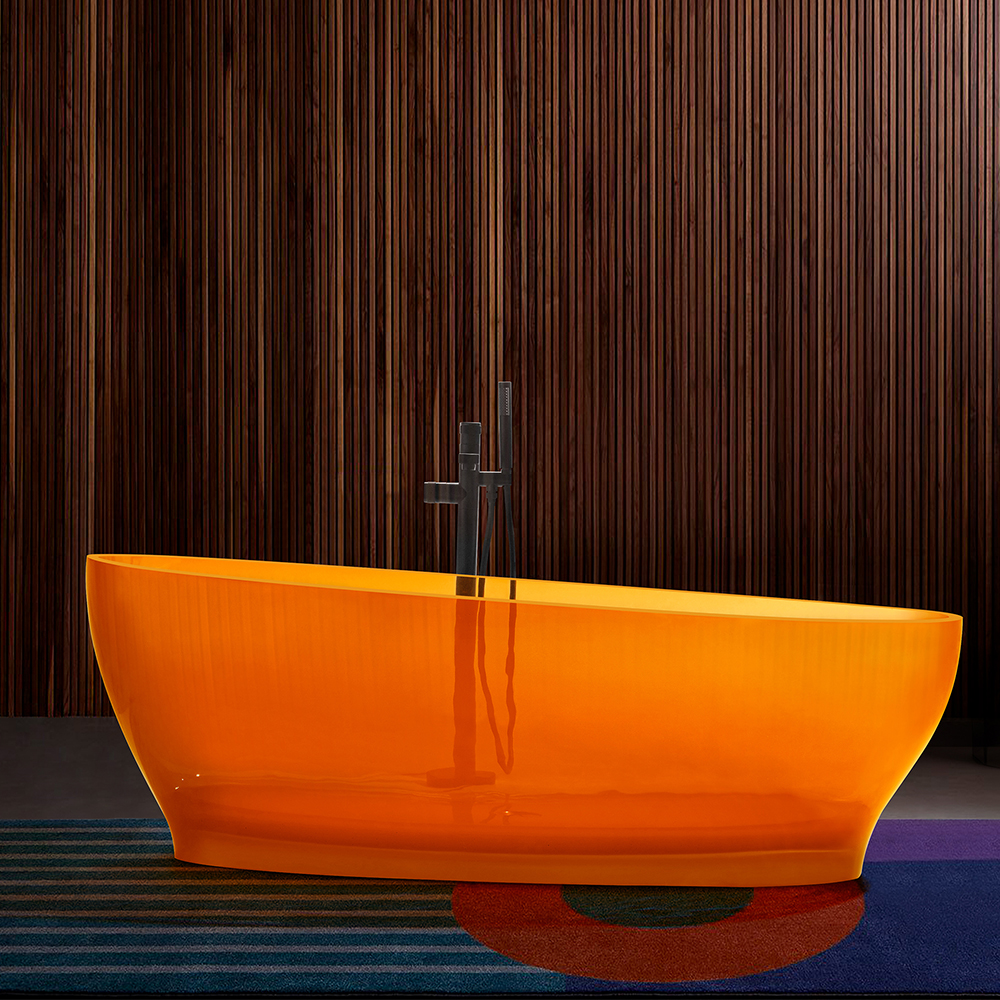 

Modern Oval Shape 67" Freestanding Crystal Clear Resin Soaking Bathtub with Drain