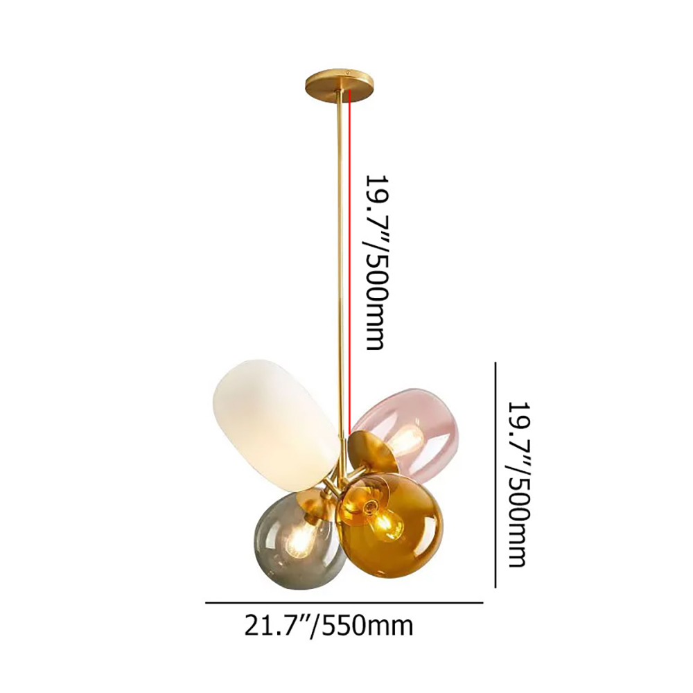Modern Lovely 4-Light Colorful Glass Balloon Chandelier