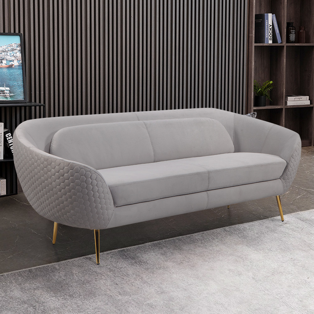 

Modern 79" Wide Gray Fabric Sofa 3-Seater with Metal Legs