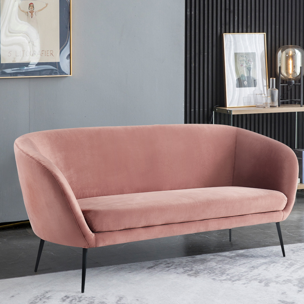 

Modern 75" Pink Wide Velet Sofa Metal Legs