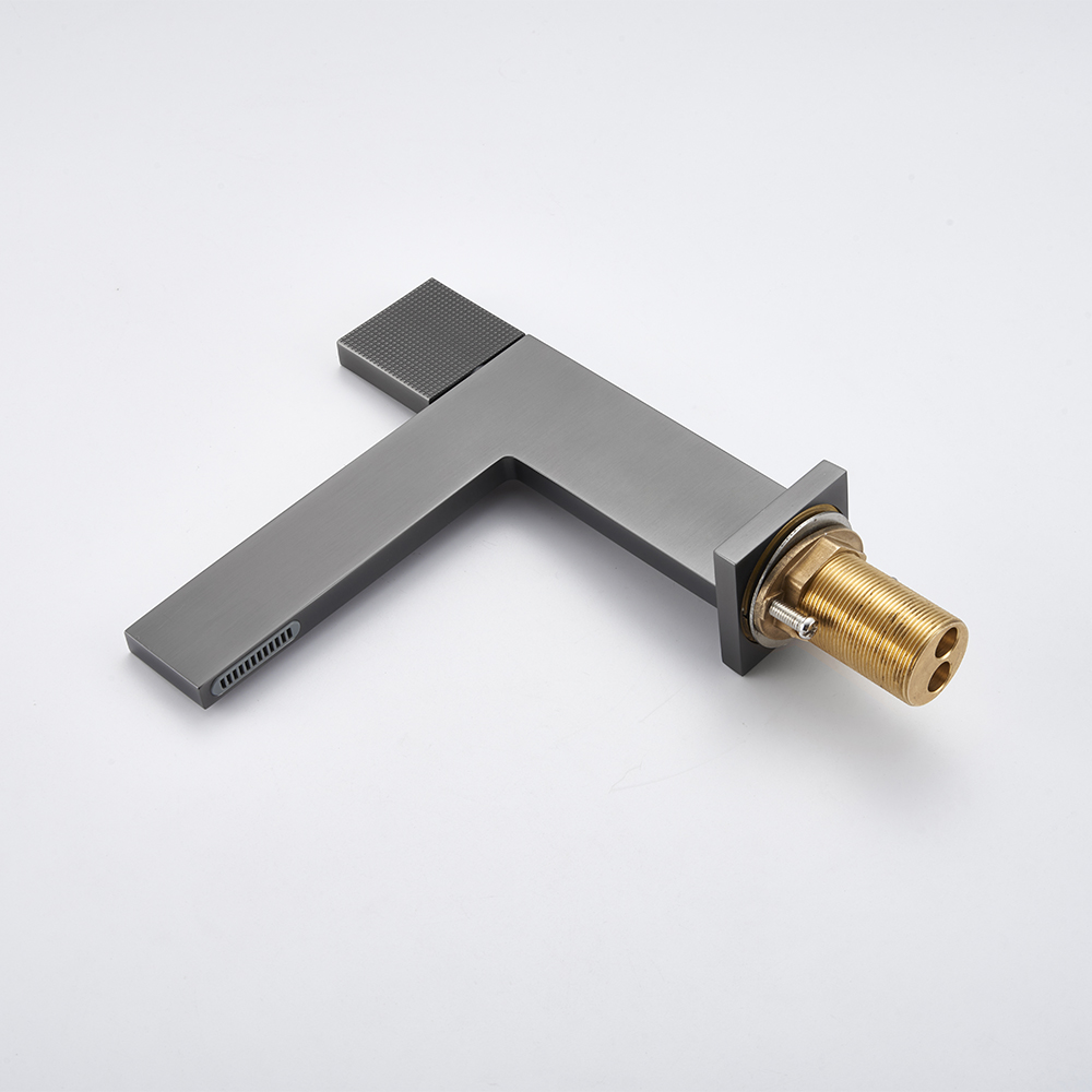 Gunmetal Grey Modern Single Handle Monobloc Tap Solid Brass Bathroom Basin Mixer Tap