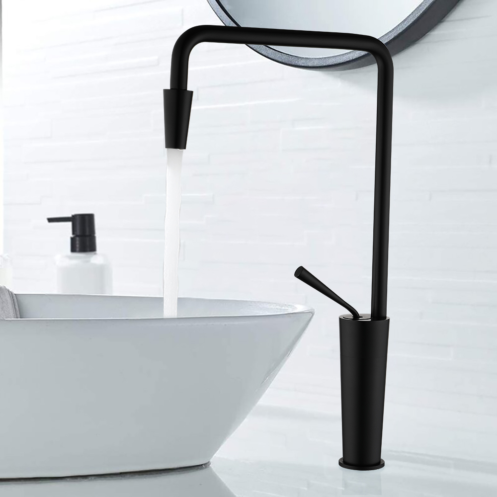 

Single Hole Bathroom Vessel Sink Faucet Solid Brass in Black