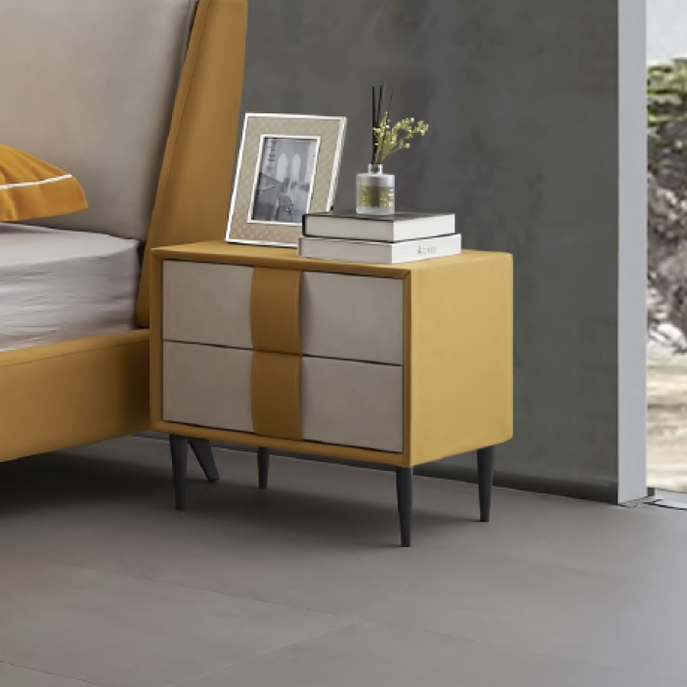 

Contemporary Rectangular Nightstand Bedside Table with 2 Drawers