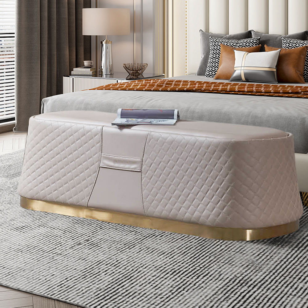 

Nappa Leather Ottoman Bench Footstool for Bedroom & Hallway