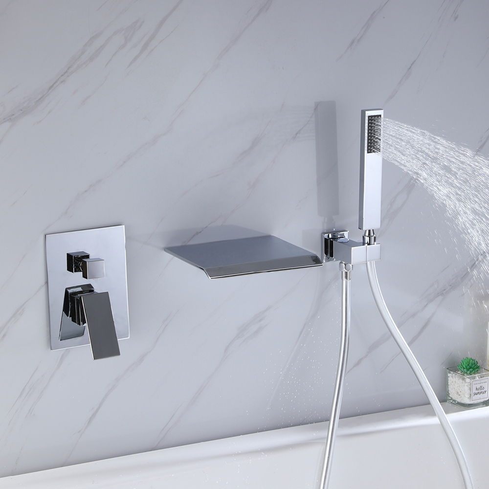 

Solid Brass Single Handle Wall Mount Tub Faucet in Polished Chrome