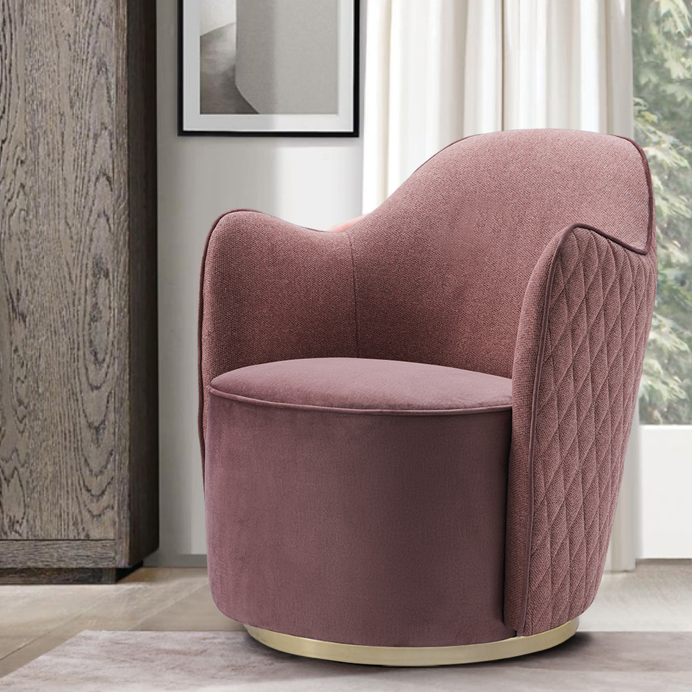 

Modern 28" Accent Chair Pink Armchair Round Shape Chair