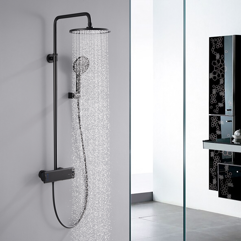 

Rain Shower Fixture with Hand Shower and Standard Valve in Black