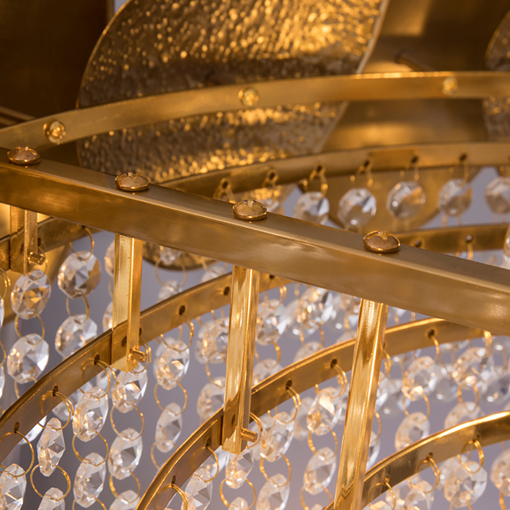 

Taper 12-Light Crystal Raindrop Chandelier with Golden Egg Shade