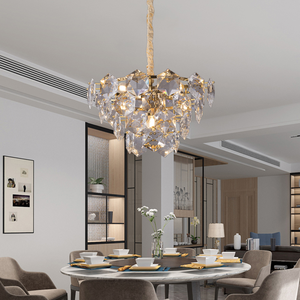 

Gold Glass 6-Light Modern Tiered Chandelier for Living Room