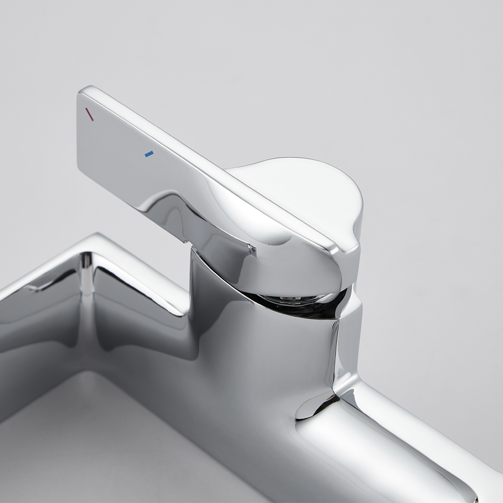 Monobloc Bathroom Basin Tap Solid Brass Single Lever Handle in Chrome