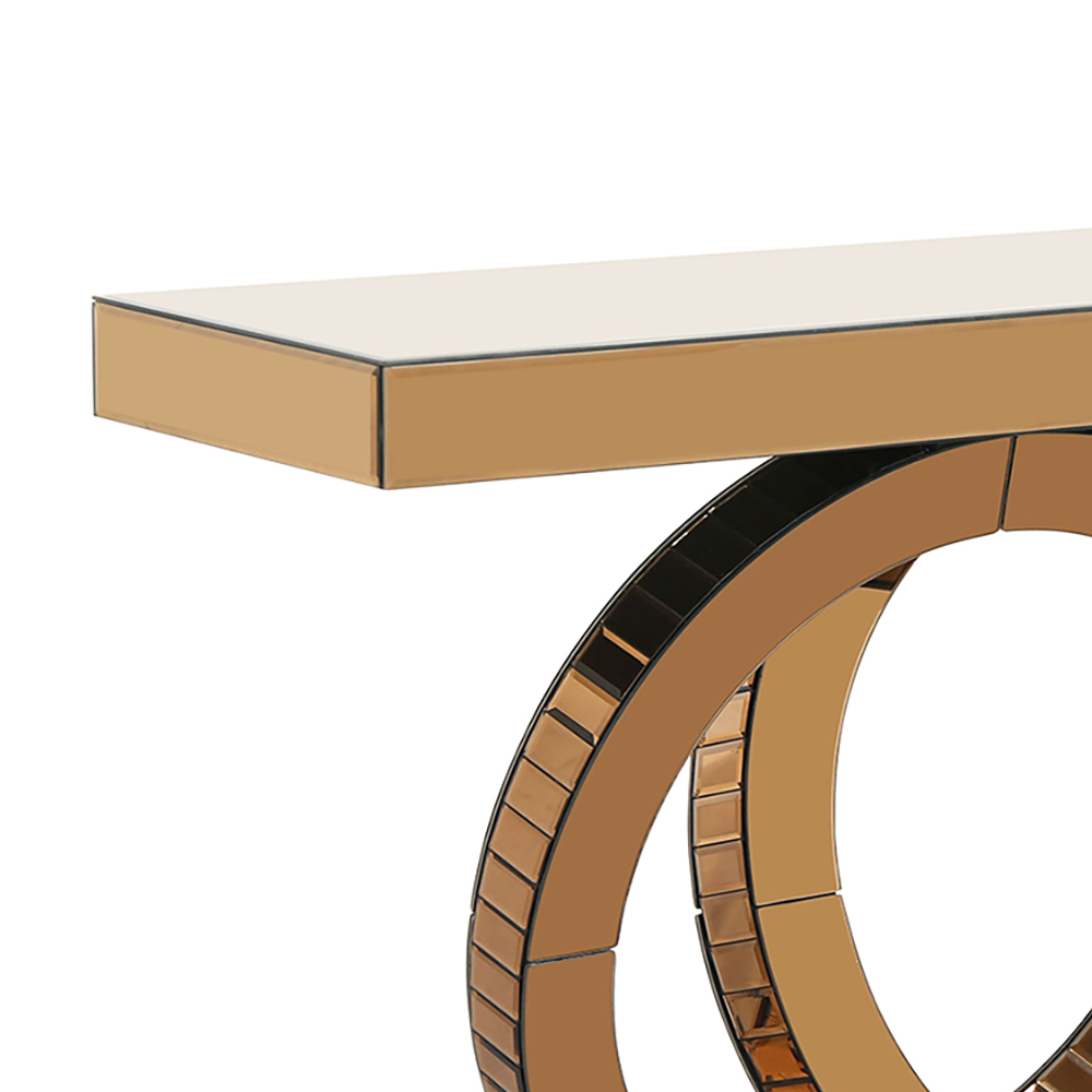Modern Gold Console Table with Interlaced Rings Base for Entryway Hallway
