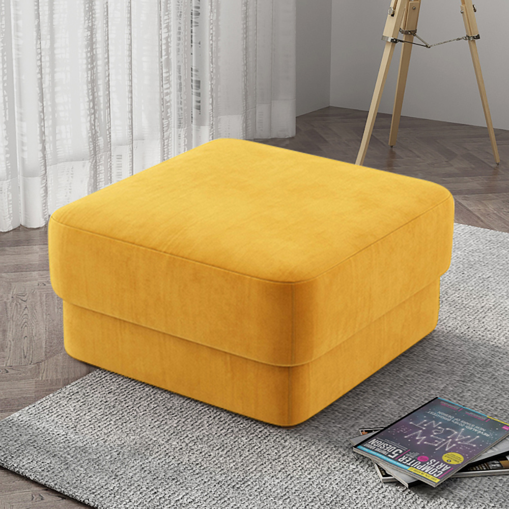 

35.4" Modern Square Velvet Ottoman in Yellow