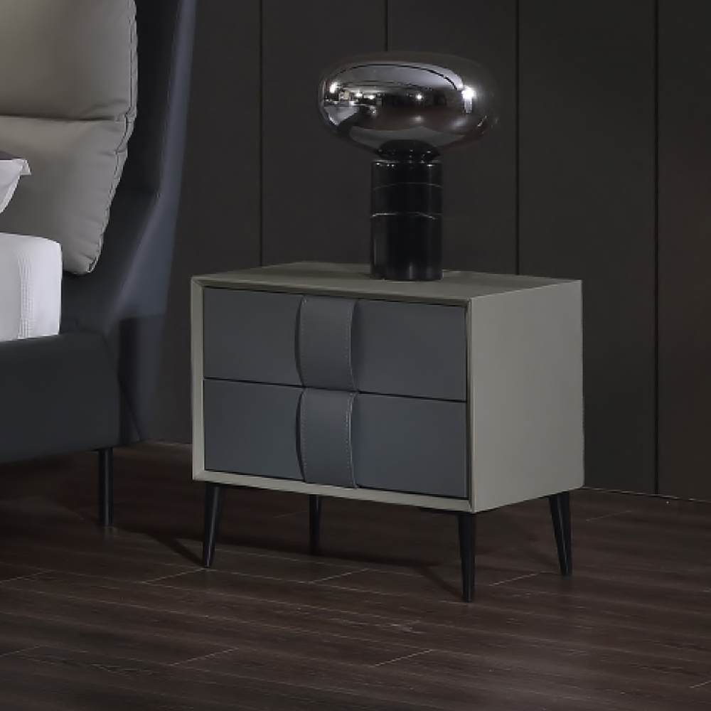 

Contemporary Rectangular Nightstand Bedside Table with 2 Drawers