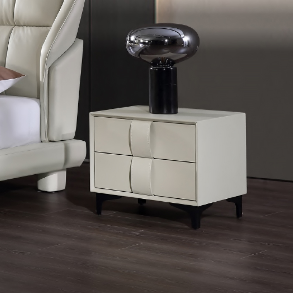 

Contemporary Rectangular Nightstand Bedside Table with 2 Drawers