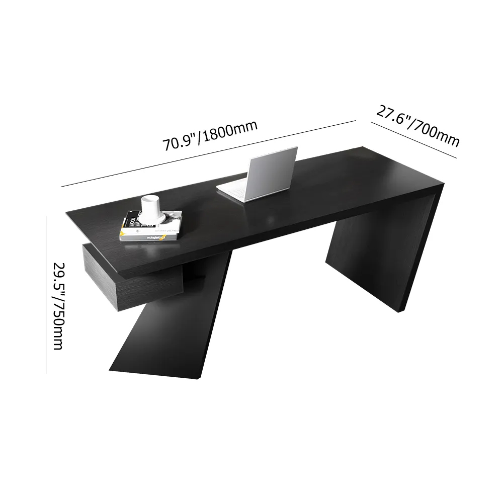 Cabstract 71" Modern Office Desk with Drawer Black Writing Desk with 1