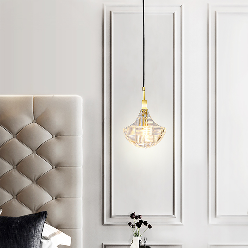 

Minimalism 1-Light Glass Brass Pendant Light Gold Hanging Ceiling Light