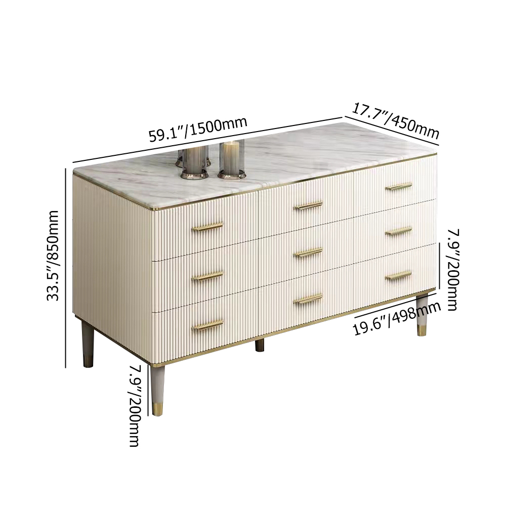 Modern Dresser for Bedromm 9-Drawer Cabinet in Off White