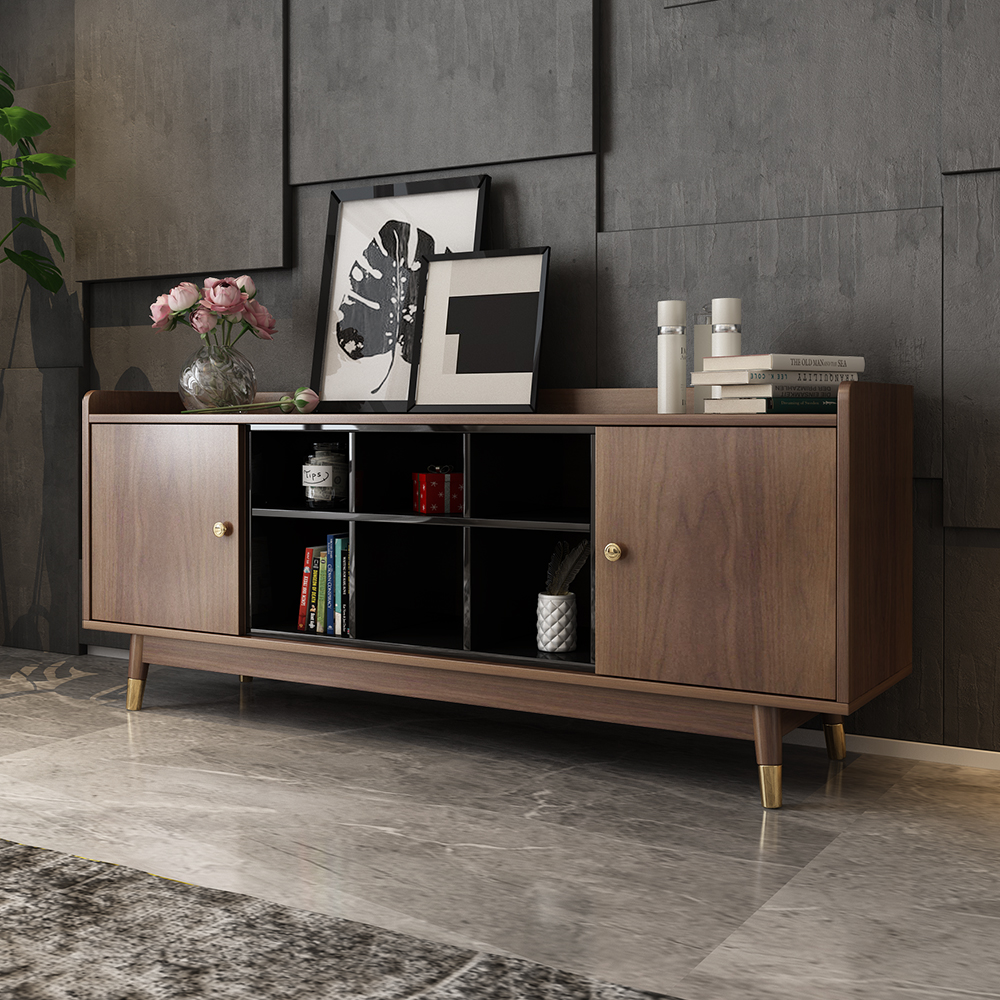 

Contemporary TV Stand for Bedroom in Walnut with Ample Storages