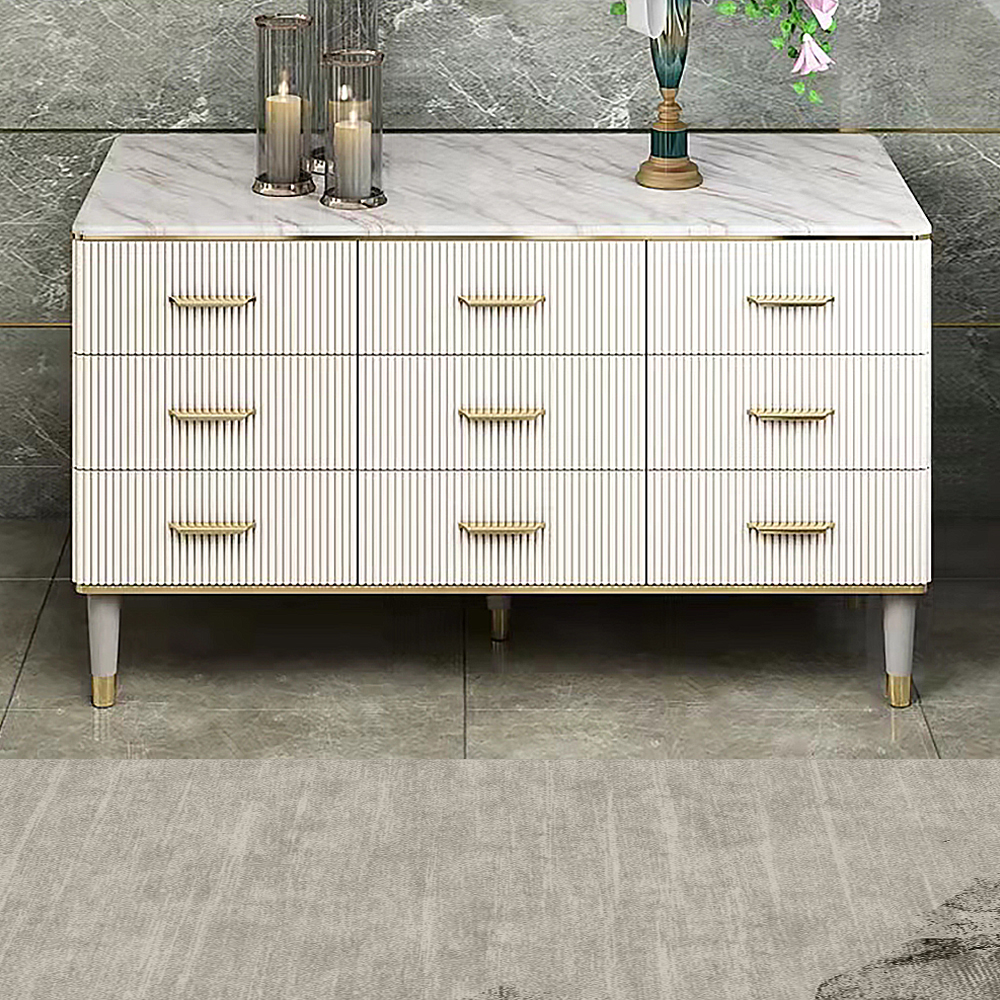 Modern dresser for bedromm 9 drawer cabinet in off white