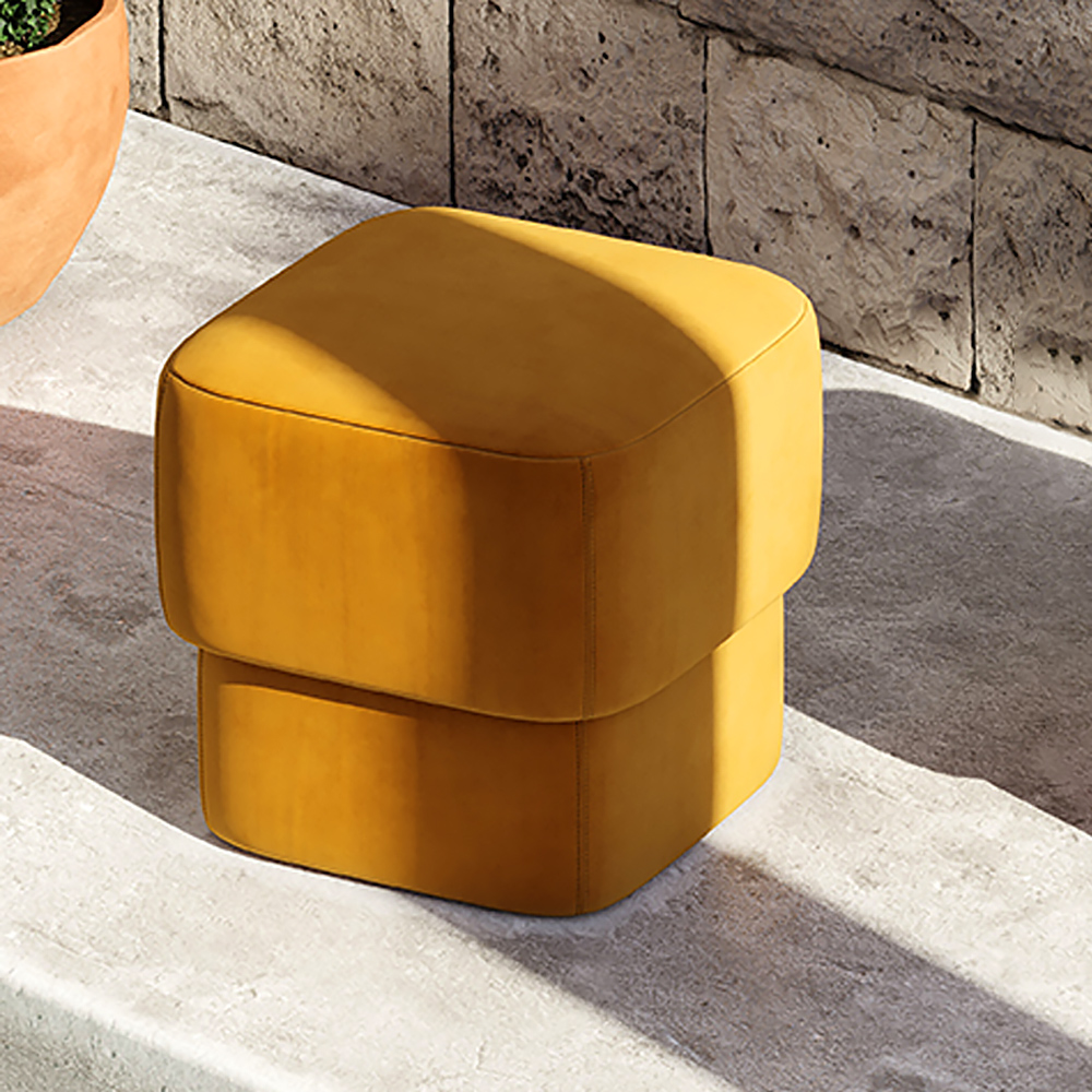 

Modern Square Velvet Ottoman in Yellow