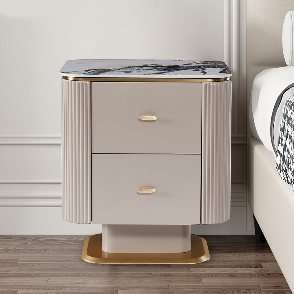 

Contemporary 2-drawer Accent Cabinet Nightstand in Khaki