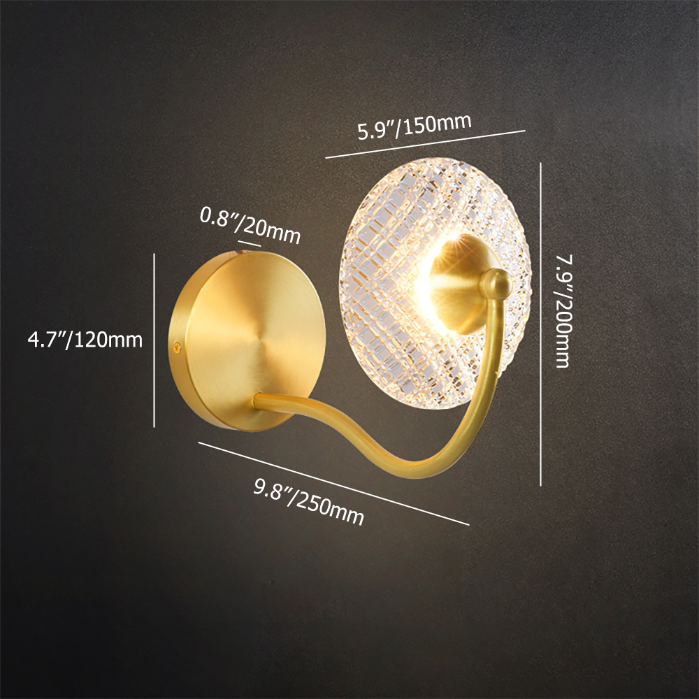 LED Wall Light 1Light Art Deco Brass Armed Sconce in GoldHomary