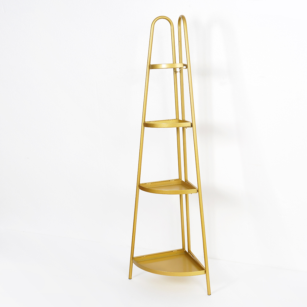 Modern Bathroom Floor Corner Storage Shelves in Gold