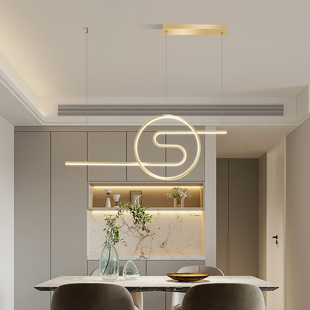 

Modern Gold Geometric LED Kitchen Island Light with Adjustable Cables